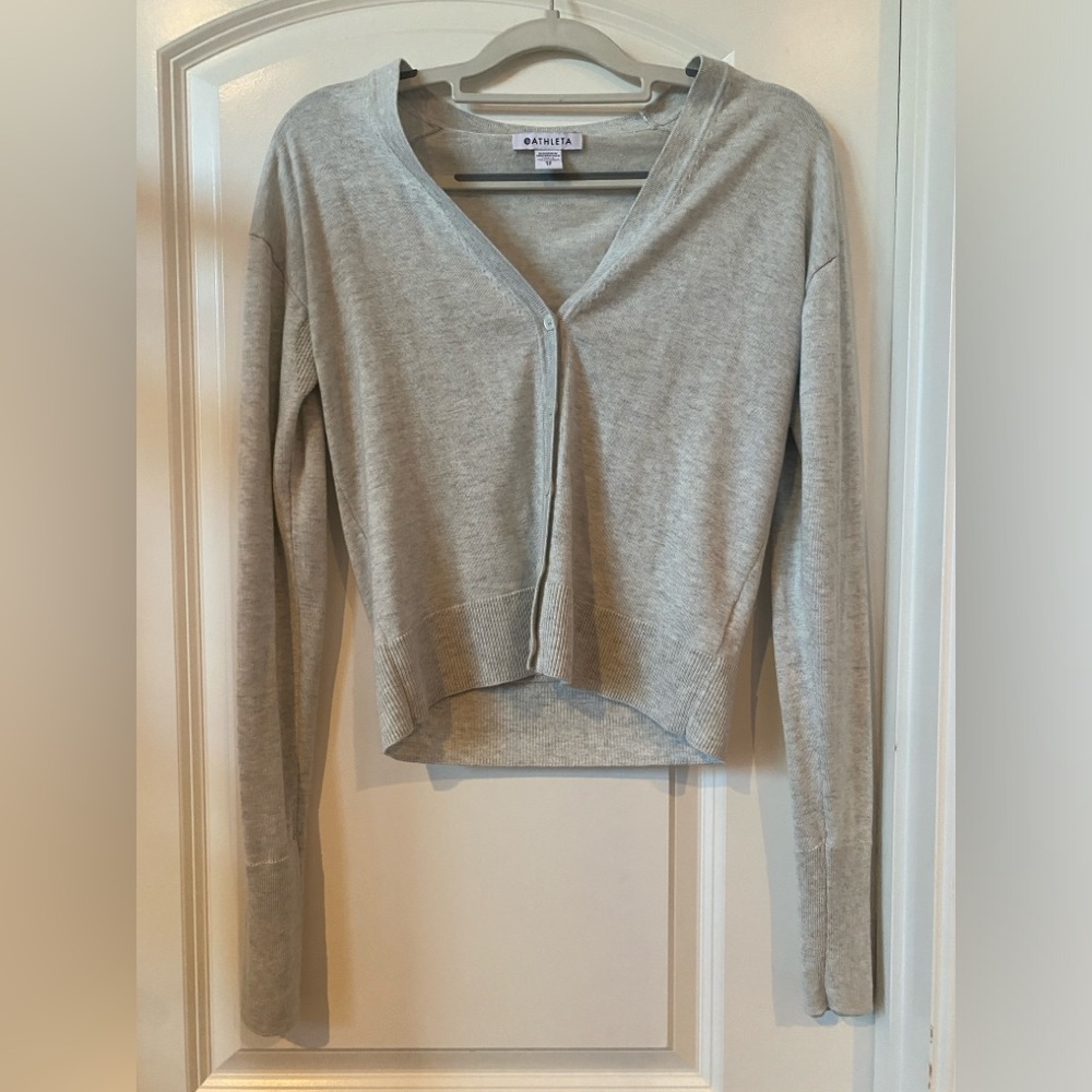 Athleta gray button up sweater
